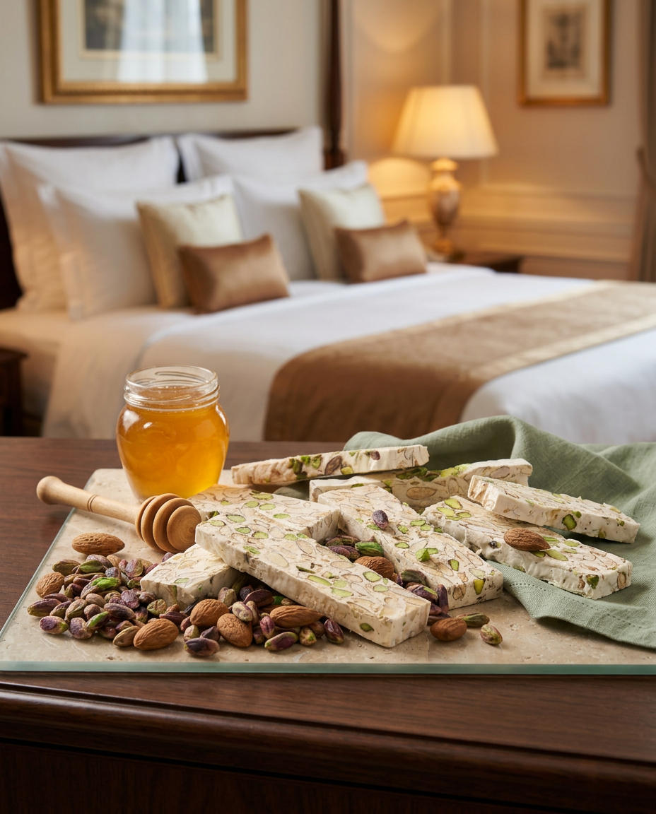Dolci come welcome amenity in una camera d'albergo